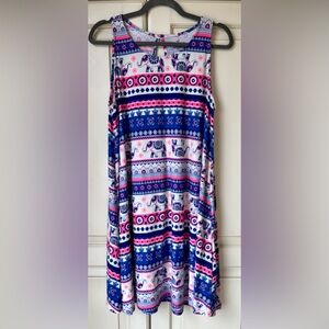 Bobbie Brooks Elephant Patterned Sleeveless Sundress Large